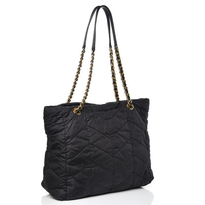Prada Tessuto Nylon Chevron Quilted Tote Black 3 of 14