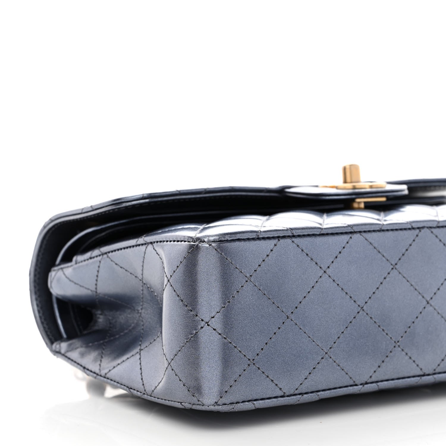 Chanel Metallic Lambskin Quilted Small Double Flap Blue 8 of 9