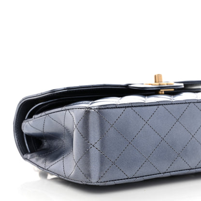 Chanel Metallic Lambskin Quilted Small Double Flap Blue 8 of 9