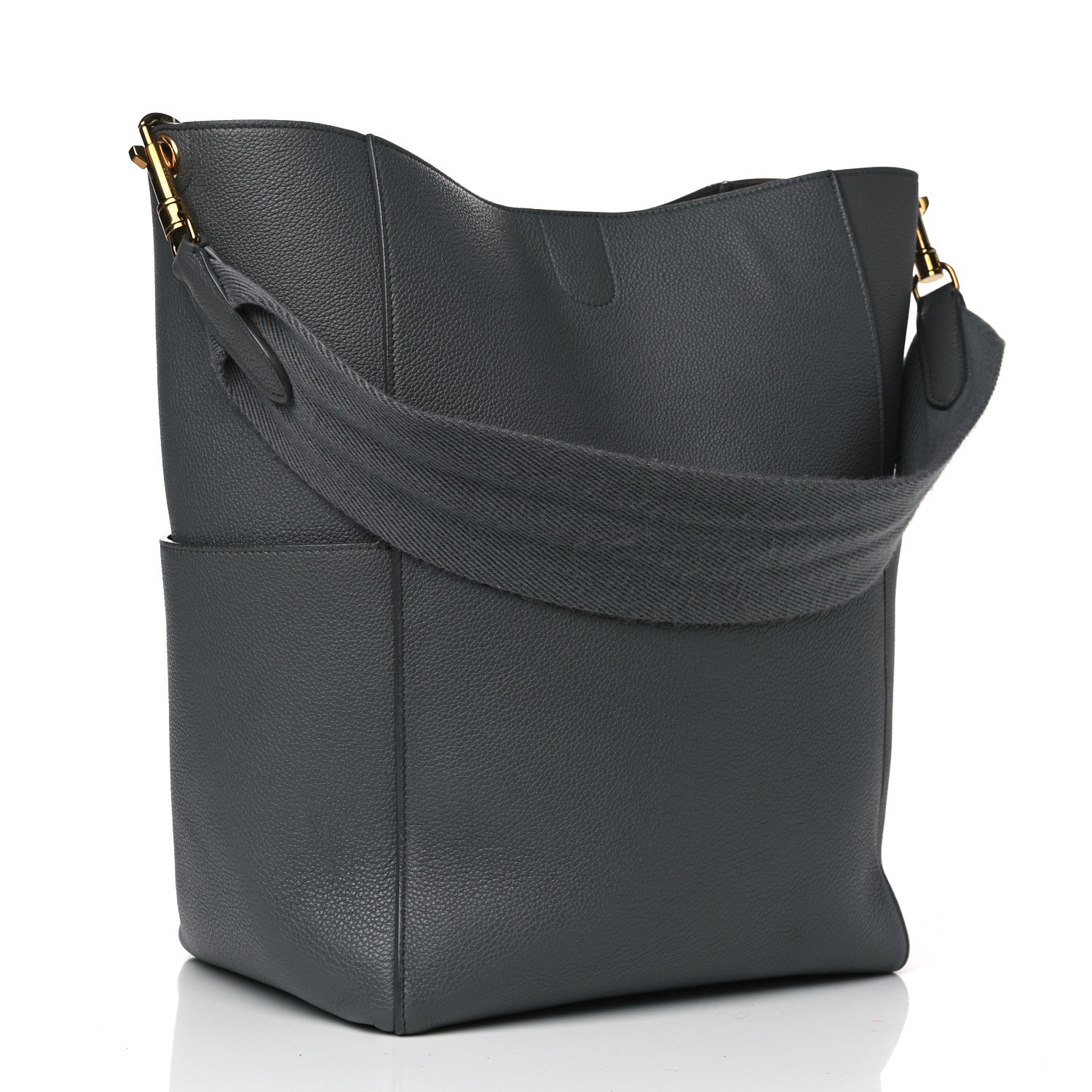 Celine Soft Grained Calfskin Sangle Bucket Bag Kohl 2 of 14