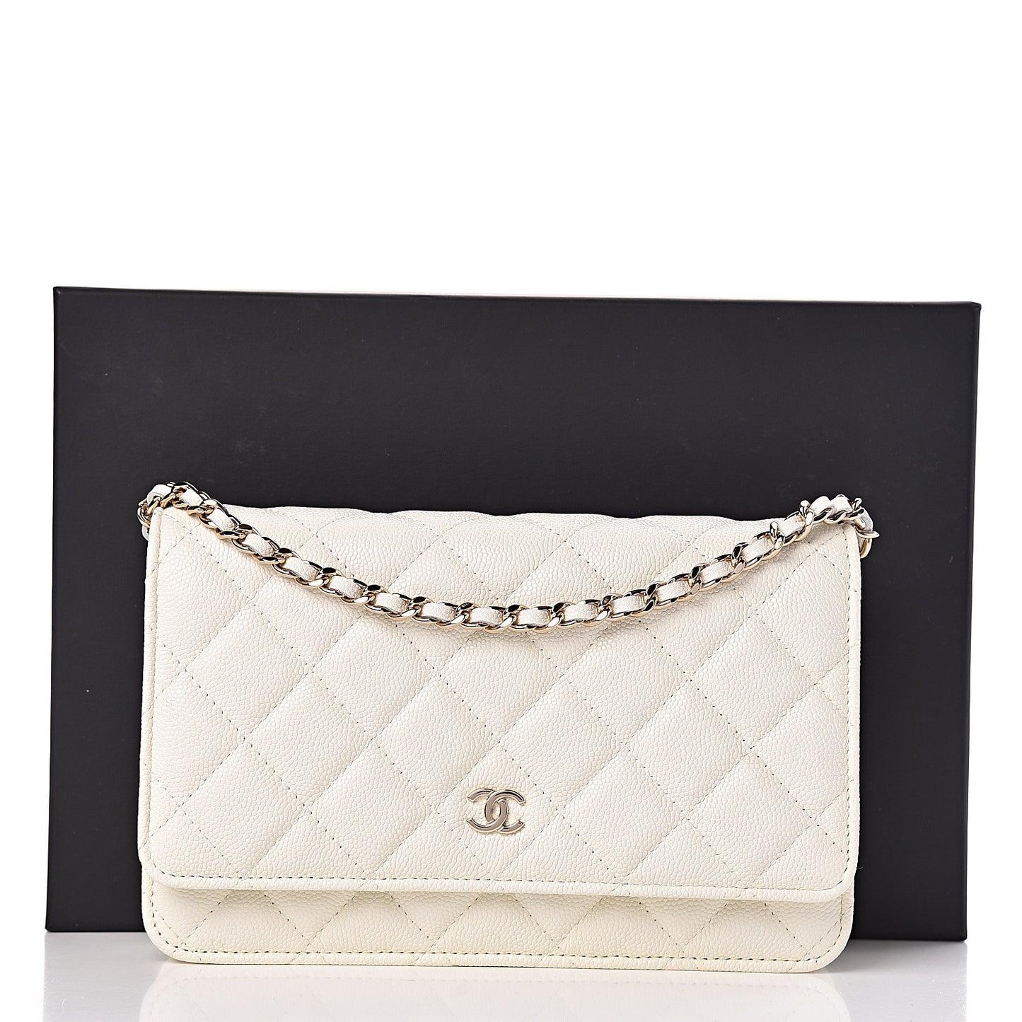 Caviar Quilted Wallet On Chain WOC White