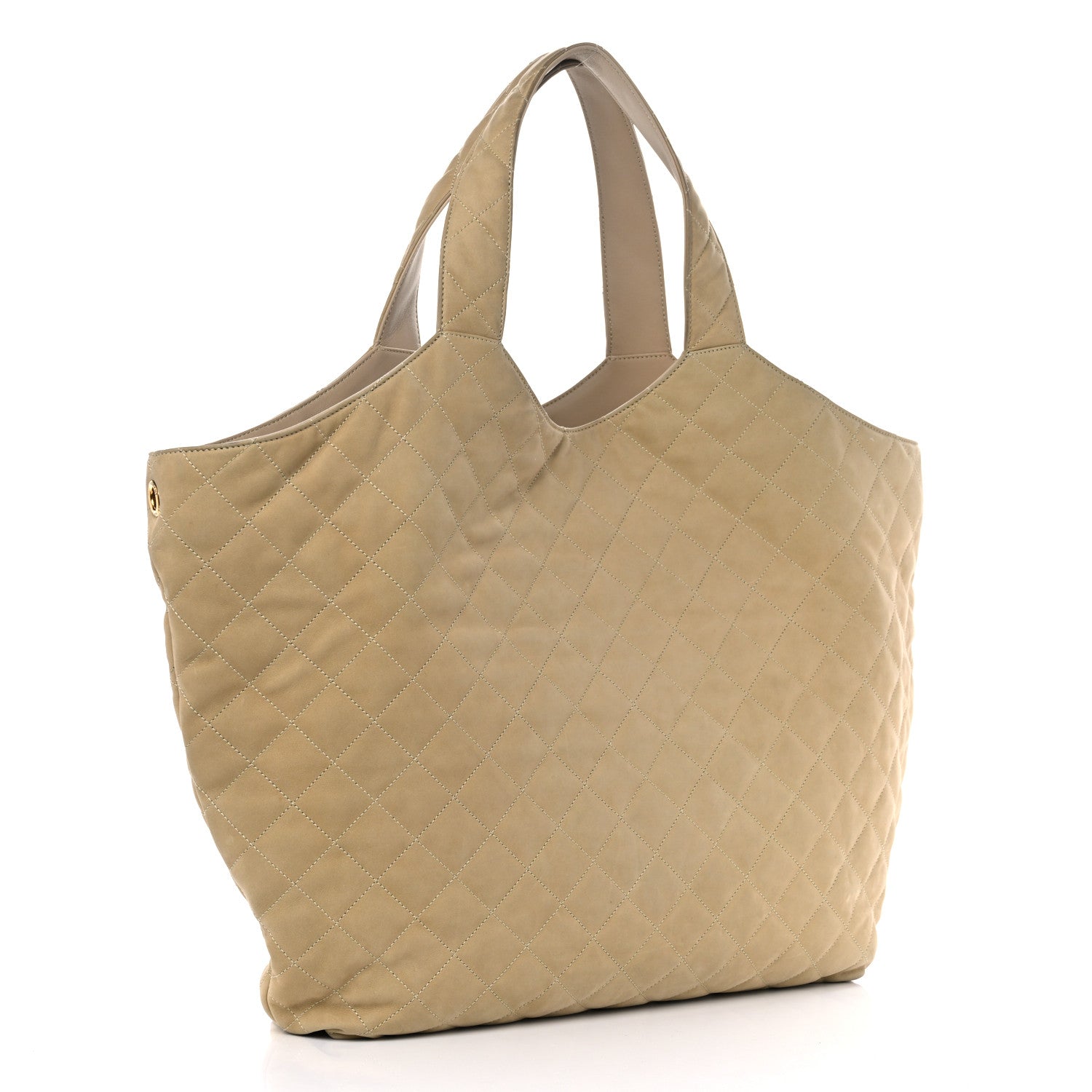 Saint Laurent Nubuck Suede Quilted Maxi Icare Shopping Tote Safari Beige 4 of 13