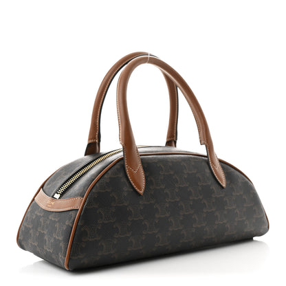 Celine Triomphe Canvas Calfskin Medium Teckel Triomphe Bag Tan 3 of 10