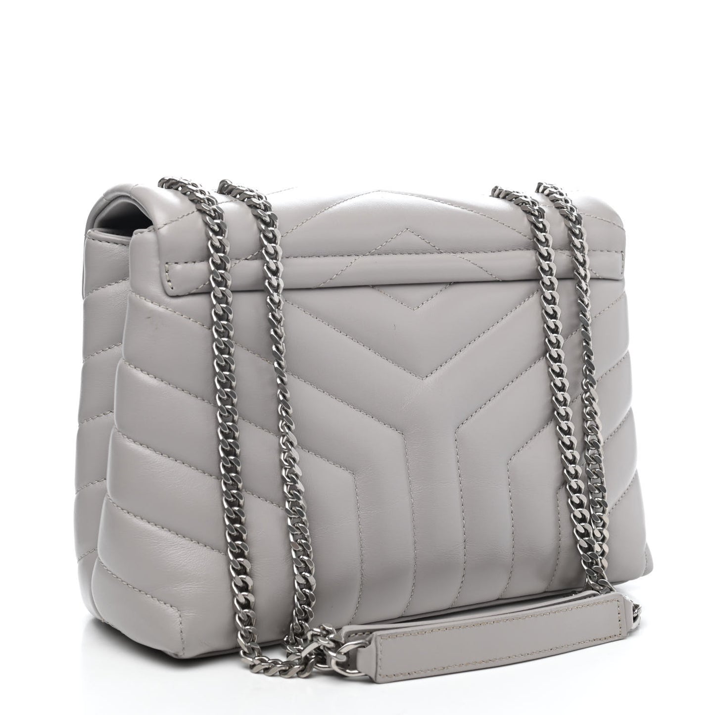 Calfskin Y Quilted Monogram Small Loulou Chain Satchel Granite
