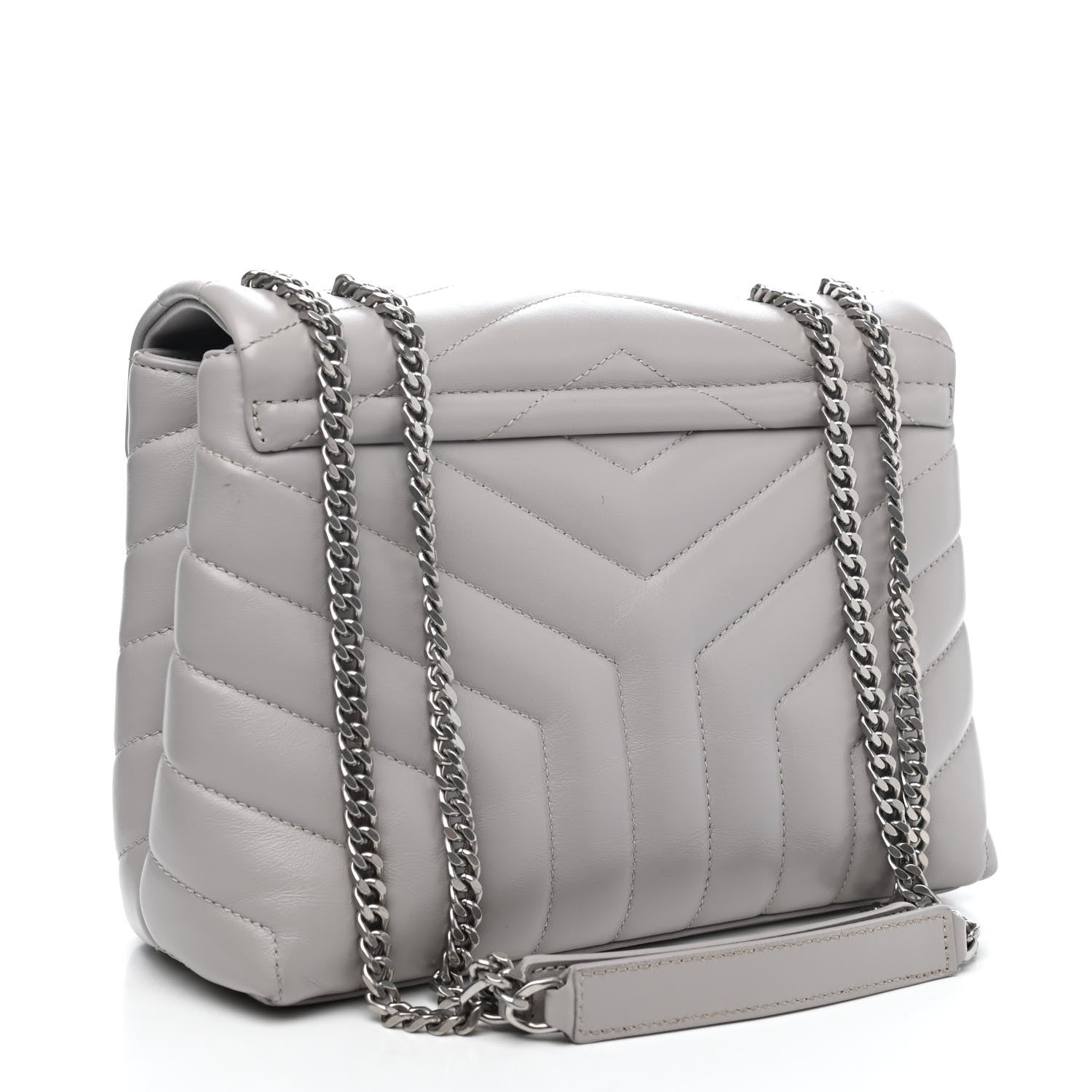 Saint Laurent Calfskin Y Quilted Monogram Small Loulou Chain Satchel Granite 2 of 4