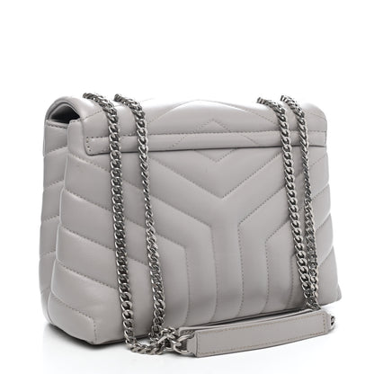 Saint Laurent Calfskin Y Quilted Monogram Small Loulou Chain Satchel Granite 2 of 4
