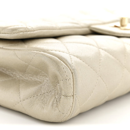 Chanel Iridescent Calfskin Quilted Clutch With Chain Flap Light Gold 9 of 10