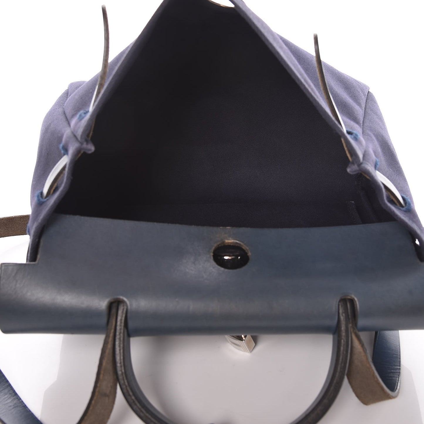 Toile Vache Calfskin Herbag 30 PM Navy Bleu Natural