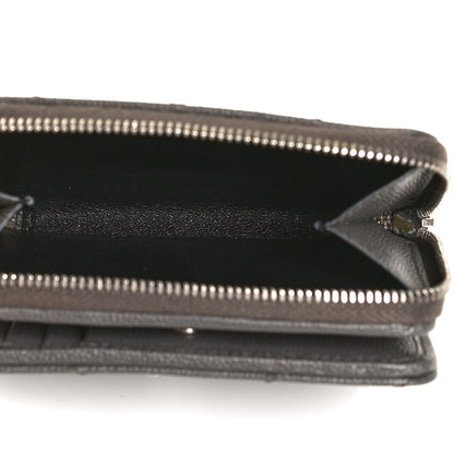 Saint Laurent Grain De Poudre Matelasse Chevron Monogram Compact Zip Around Wallet Earth 6 of 12