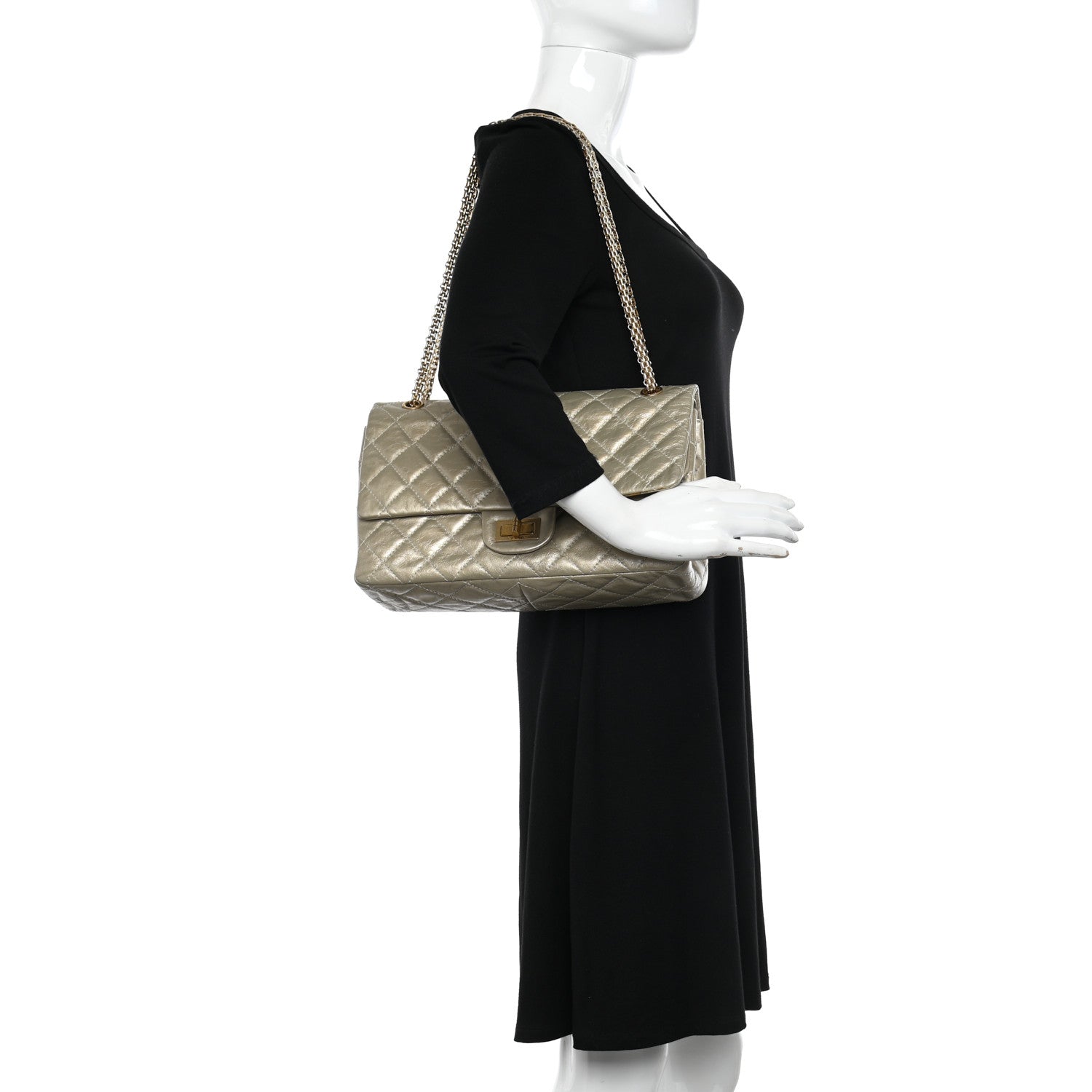 Chanel Metallic Aged Calfskin Quilted 2.55 Reissue 227 Flap Pale Gold 2 of 14