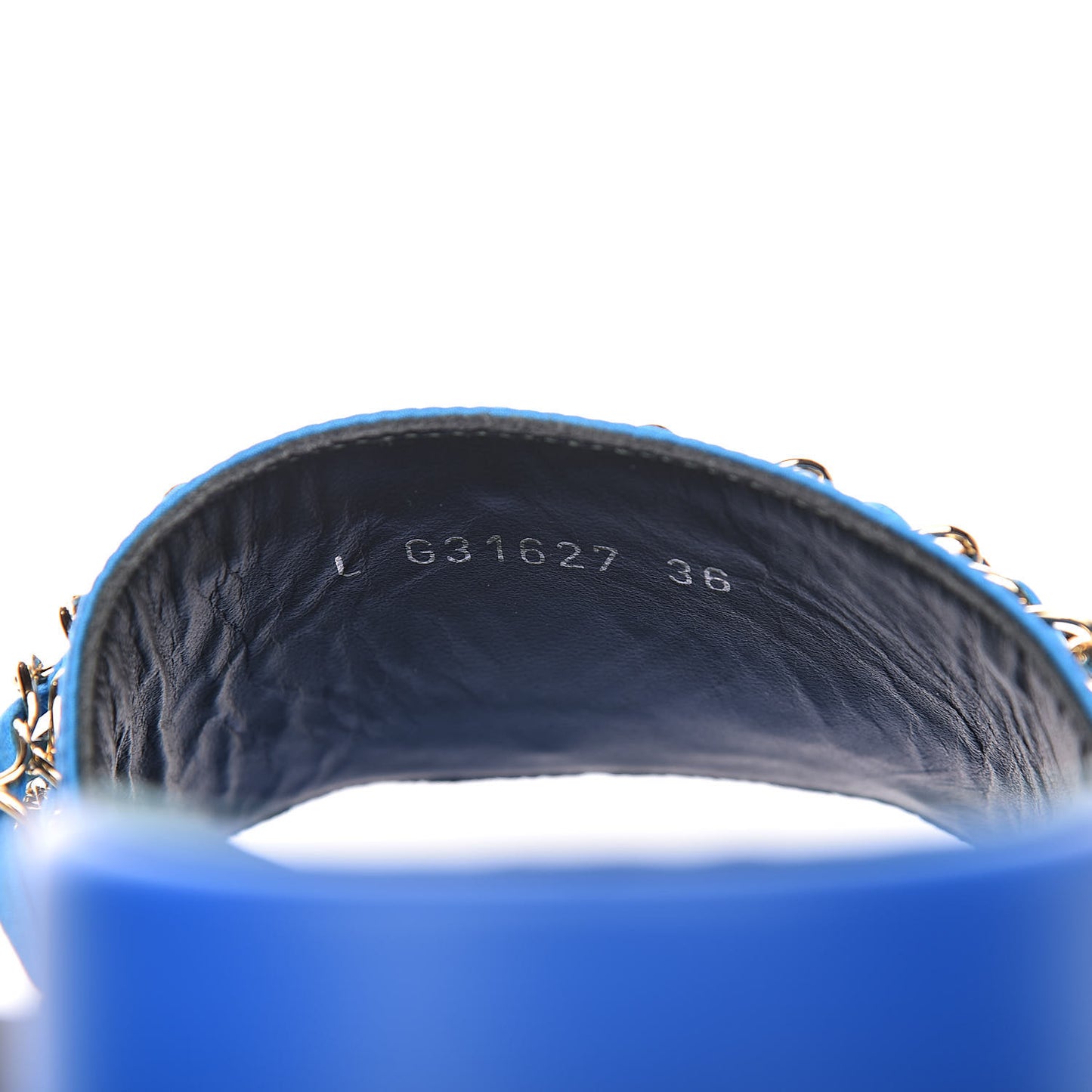 Satin Chain Flat Sandals 36 Bright Blue