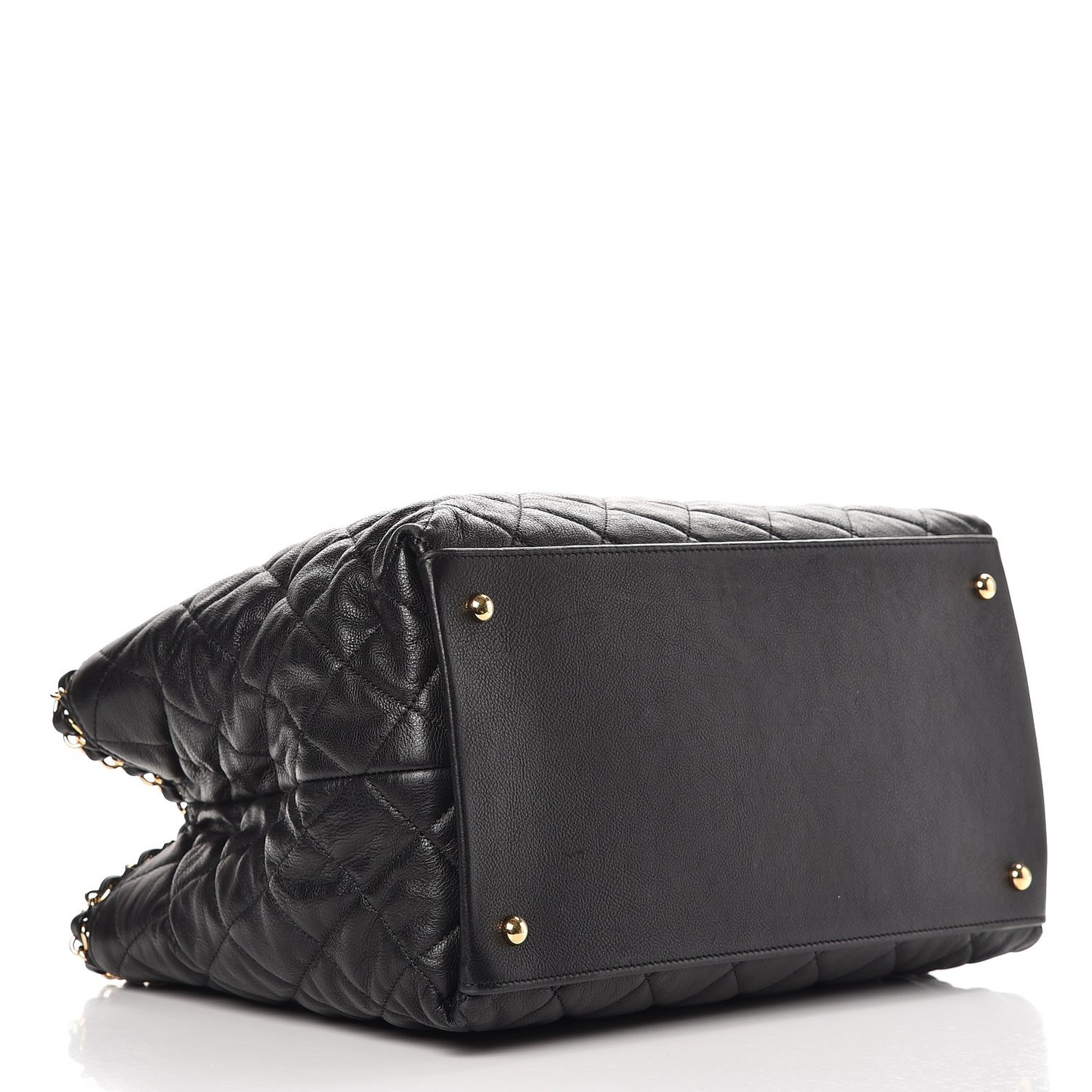Calfskin Quilted Small Chain Me Tote Black