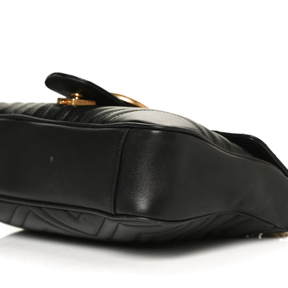 Gucci Calfskin Matelasse Medium GG Marmont Shoulder Bag Black 11 of 11