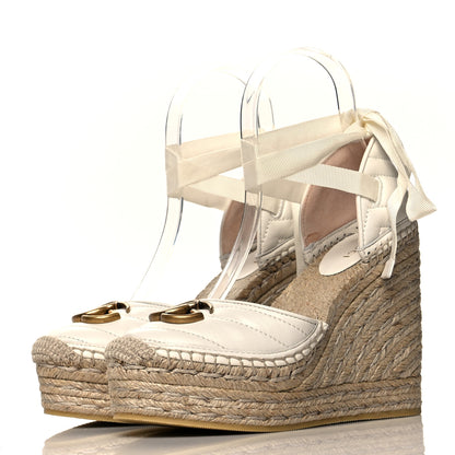 Gucci Nappa Matelasse GG Marmont Ankle Wrap Platform 35/120mm Espadrille Wedges 35 Great White 3 of 8