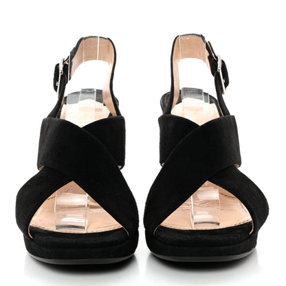 Prada Suede Platform Sandals 38 Black 2 of 15