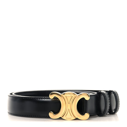 Celine Box Calfskin Medium 25mm Triomphe Belt 80 32 Black 1 of 7