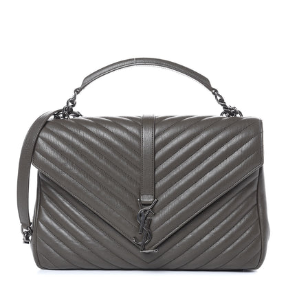 Saint Laurent Sheepskin Matelasse Chevron Monogram Large College Satchel Bronze 1 of 13