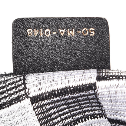 Christian Dior Canvas Embroidered Checkered Book Tote Black White 7 of 7