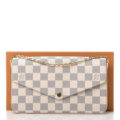 Louis Vuitton Damier Azur Pochette Felicie Chain Wallet Rose Ballerine 10 of 10