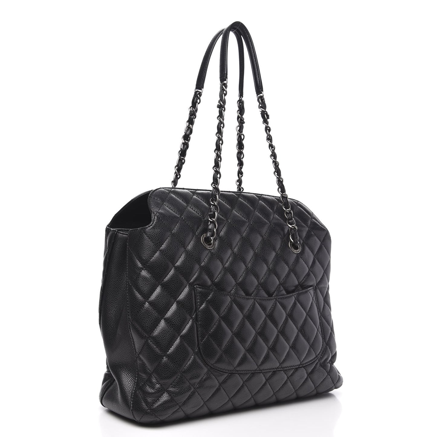 Caviar Quilted City Shopping Tote Black