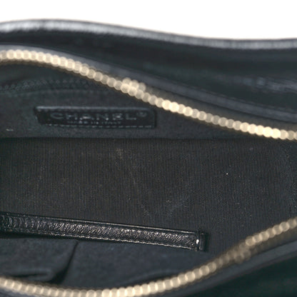 Chanel Calfskin Wool Embroidered Paris Hamburg Medium Gabrielle Hobo Dark Navy Blue 5 of 11