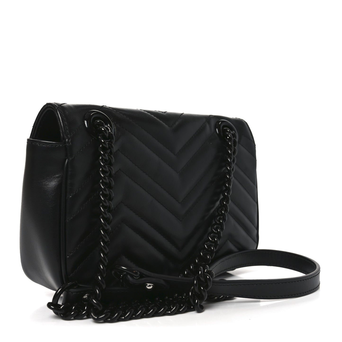 Calfskin Matelasse Monochrome Mini GG Marmont Shoulder Bag Black