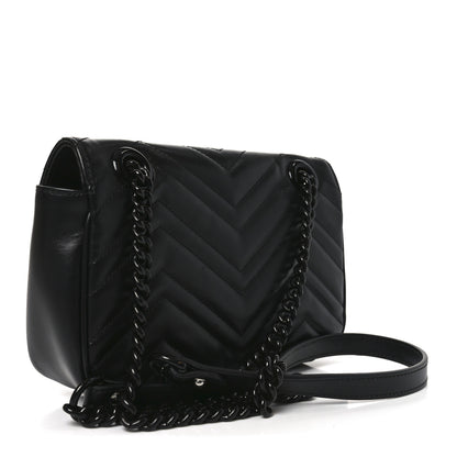 Gucci Calfskin Matelasse Monochrome Mini GG Marmont Shoulder Bag Black 3 of 10
