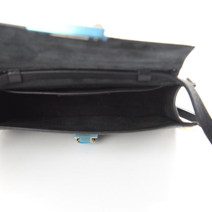 Valentino Garavani Pebbled Calfskin Small Rockstud Overlay Flap Shoulder Bag Black 5 of 9