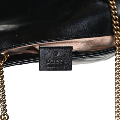 Gucci Calfskin Matelasse Super Mini GG Marmont Shoulder Bag Black 6 of 13