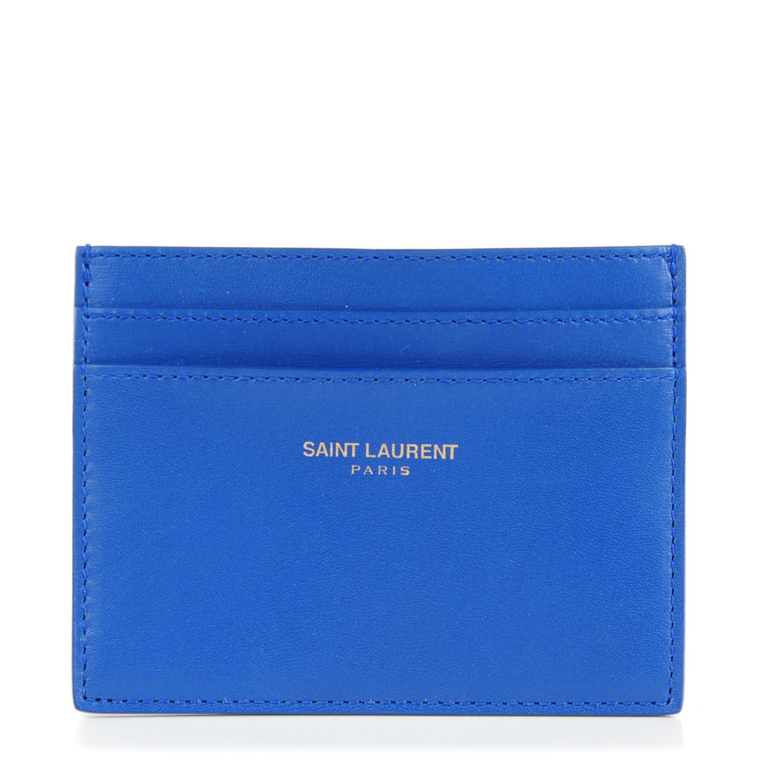 Saint Laurent Calfskin Credit Card Case Blue Majorelle 1 of 6