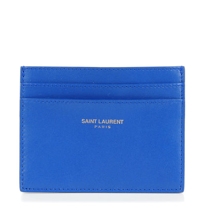 Saint Laurent Calfskin Credit Card Case Blue Majorelle 1 of 6
