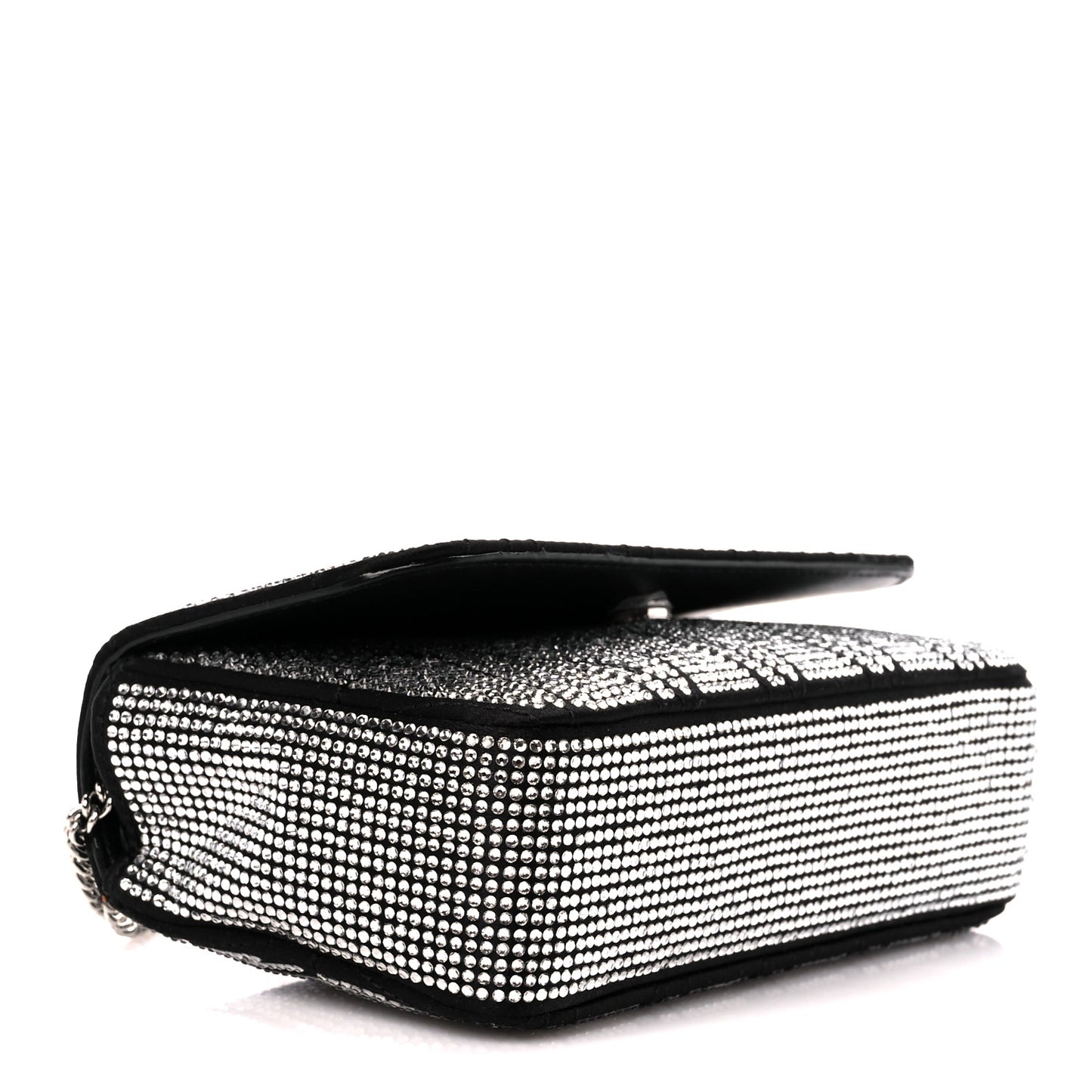 Satin Crystal Virtus Mini Chain Shoulder Bag Black