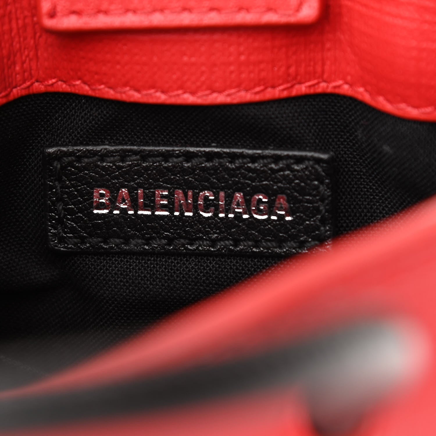 Balenciaga Squared Calfskin Logo Shopping Phone Holder Bag Red 6 of 9