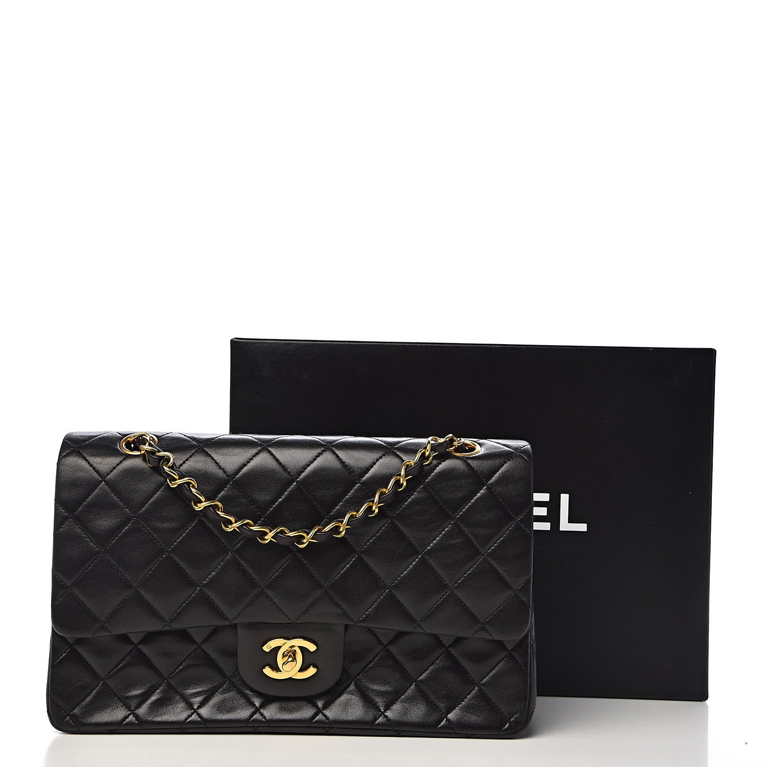 Chanel Lambskin Quilted Medium Double Flap Black 16 of 16
