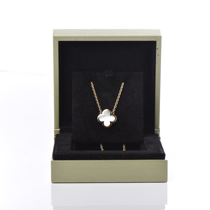 Van Cleef & Arpels 18K Yellow Gold Mother of Pearl Pure Alhambra Pendant Necklace 8 of 8