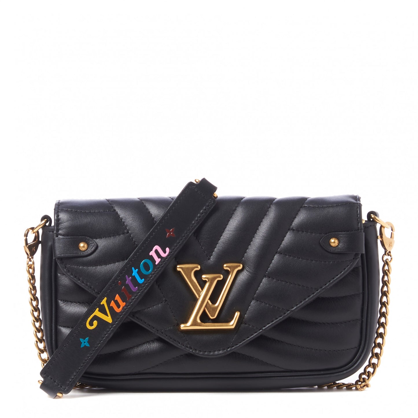 Calfskin New Wave Chain Pochette Black