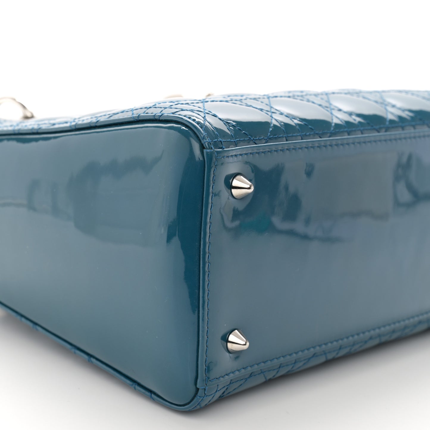 Patent Cannage Medium Lady Dior Blue