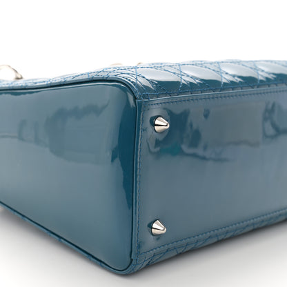 Christian Dior Patent Cannage Medium Lady Dior Blue 9 of 10