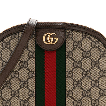 Gucci GG Supreme Monogram Textured Dollar Calfskin Web Small Ophidia Dome Shoulder Bag Beige Ebony New Acero 8 of 12