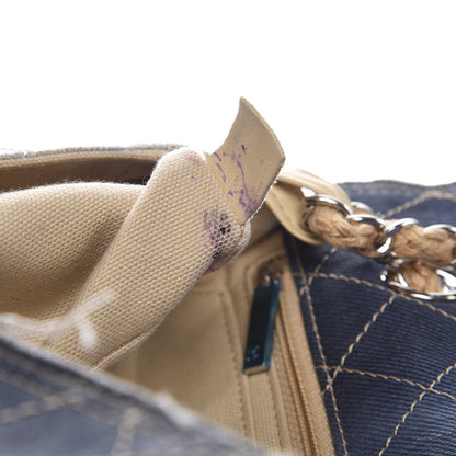 Chanel Denim Quilted Jumbo Pompom Flap Dark Blue 9 of 11