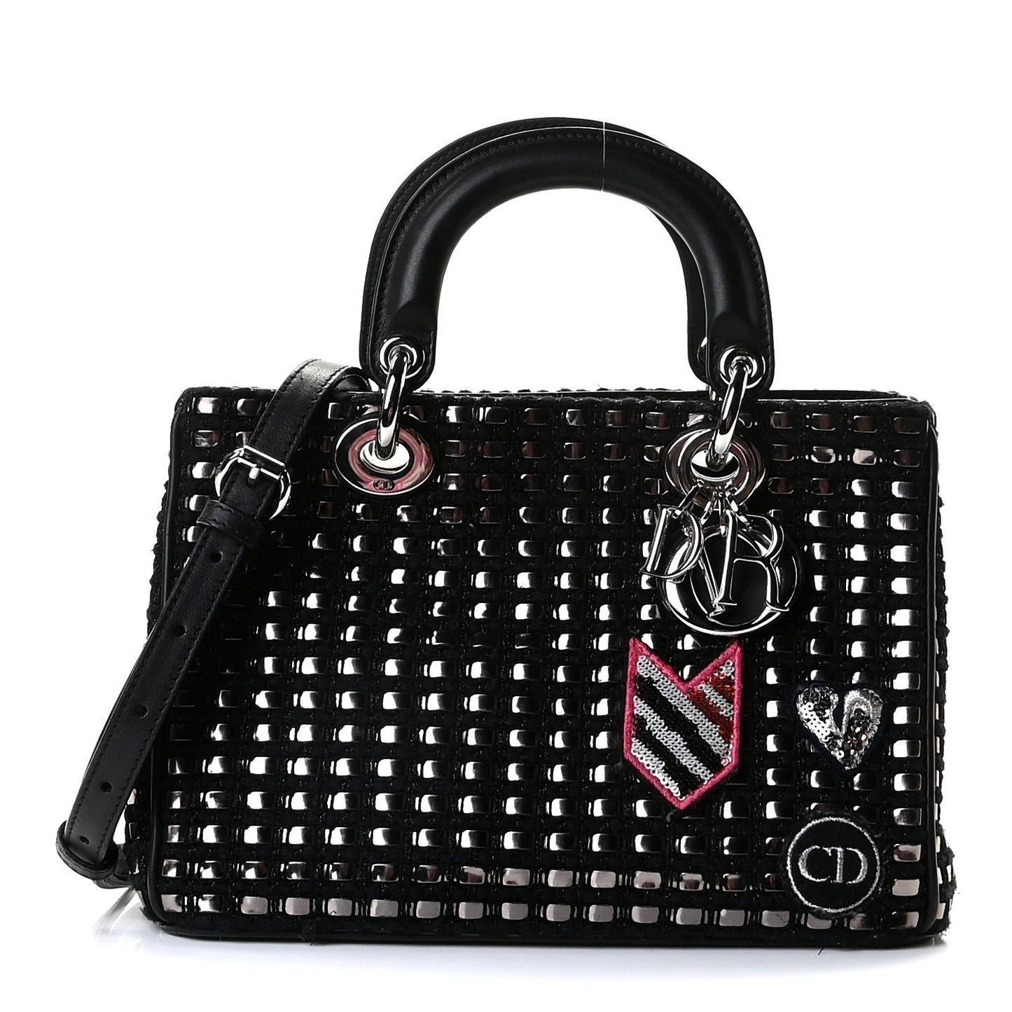 Metallic Tweed Small Diorissimo Black Silver