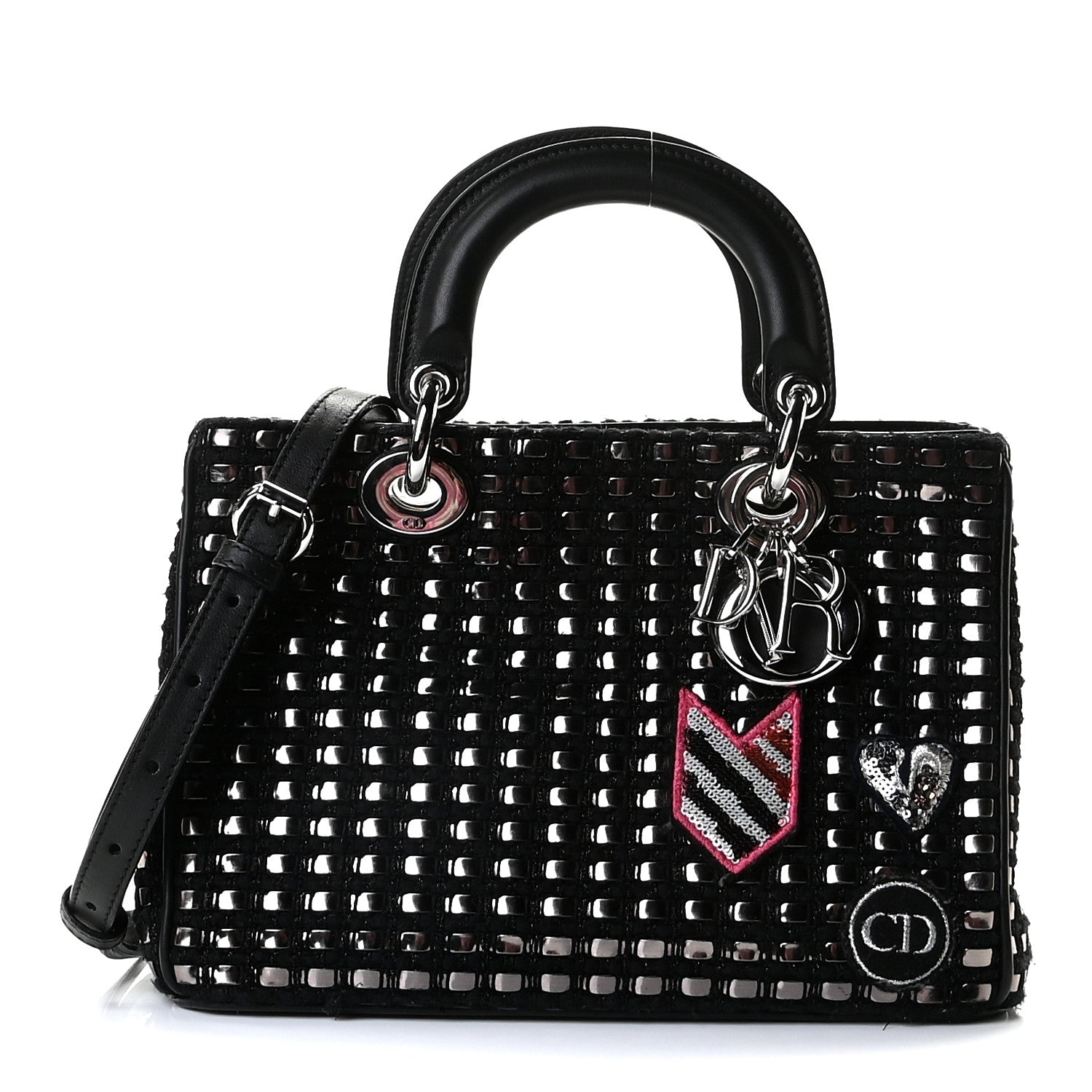 Christian Dior Metallic Tweed Small Diorissimo Black Silver 1 of 11