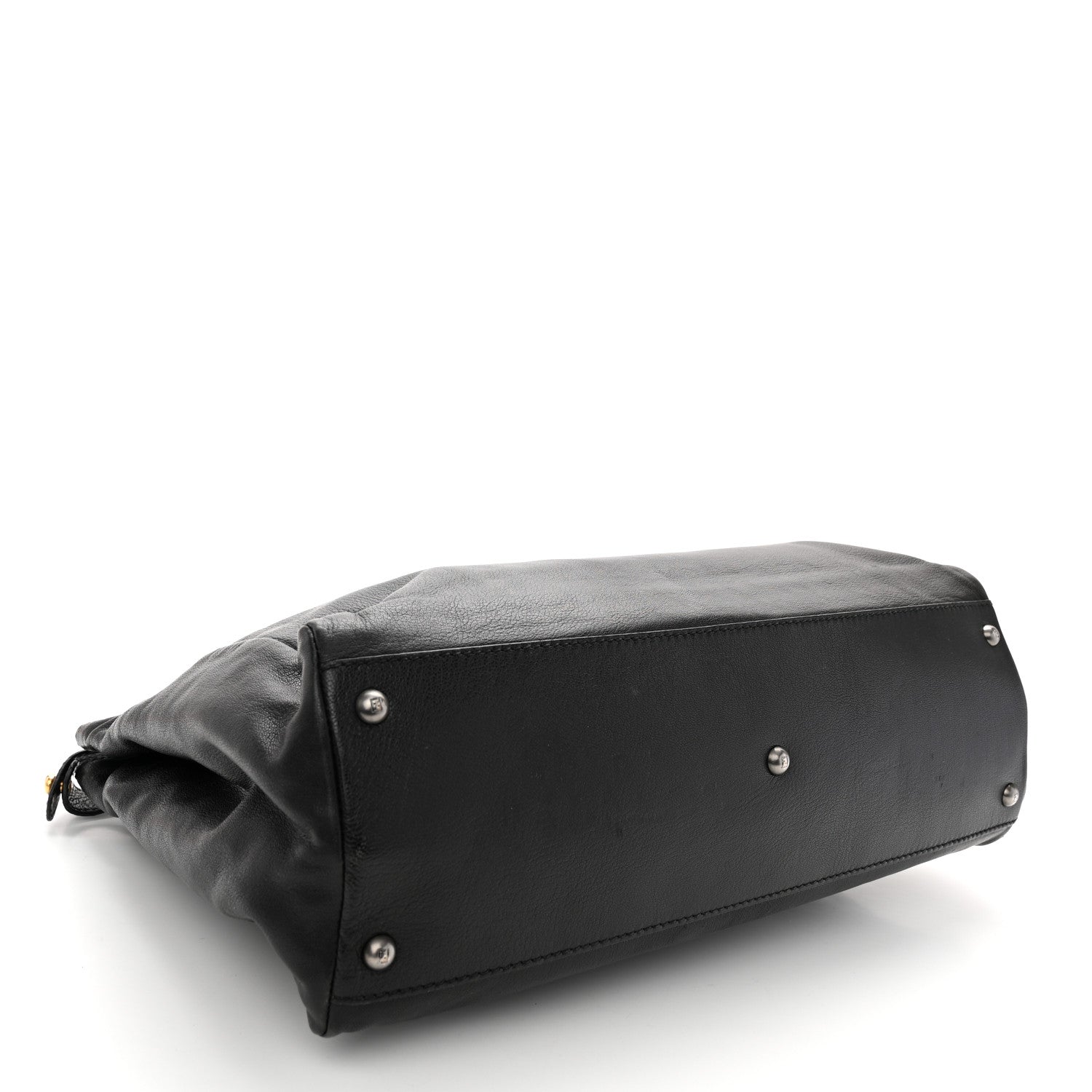 Fendi Goatskin Large Peekaboo Iconic Satchel Black Lampone 4 of 10