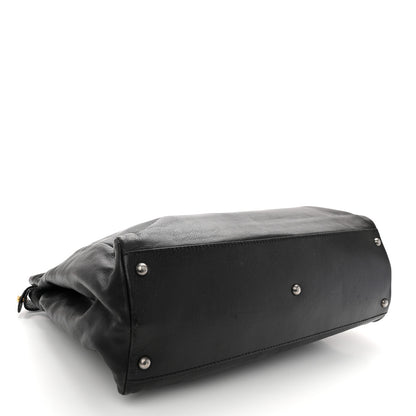 Fendi Goatskin Large Peekaboo Iconic Satchel Black Lampone 4 of 10