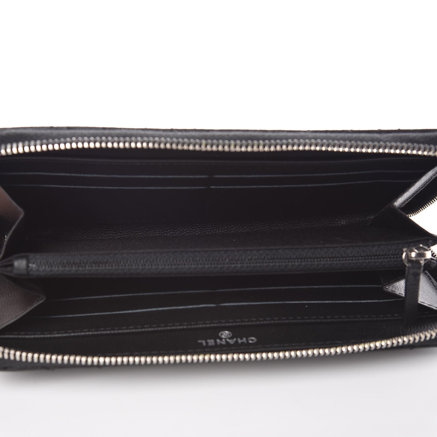 Caviar Camellia Embossed Large Gusset Zip Around Wallet