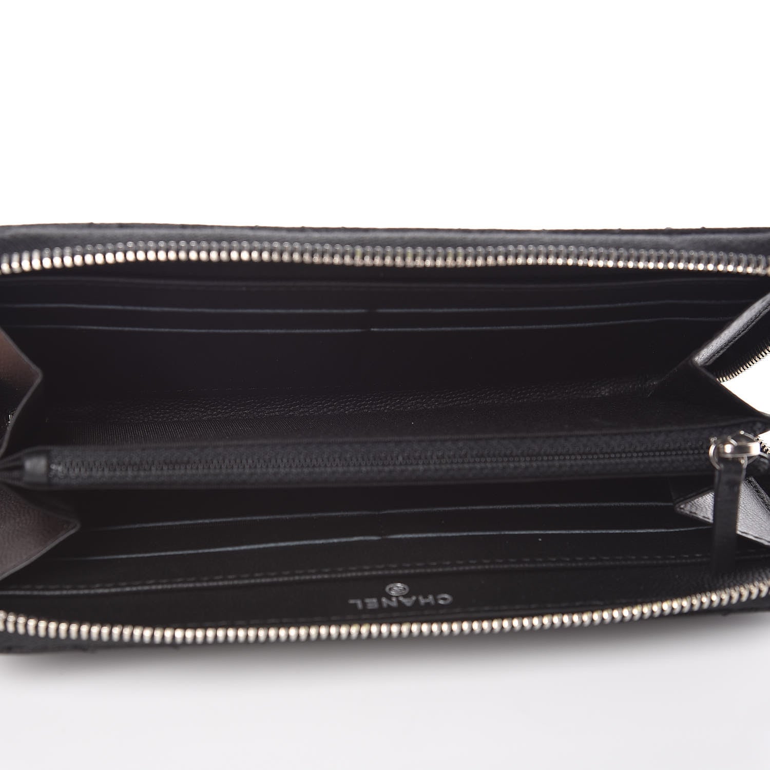Chanel Caviar Camellia Embossed Large Gusset Zip Around Wallet 5 of 8
