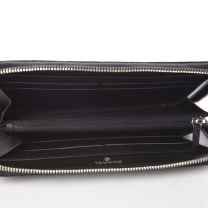 Chanel Caviar Camellia Embossed Large Gusset Zip Around Wallet 5 of 8