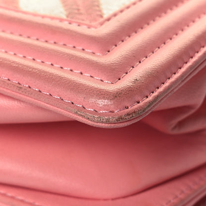Chanel Fabric Chevron Braided Small Boy Flap Pink Ivory 12 of 13
