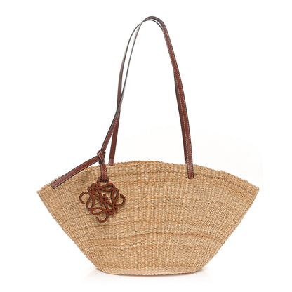 Loewe Calfskin Raffia Paulas Ibiza Small Shell Basket Tote Bag Natural Tan 1 of 10