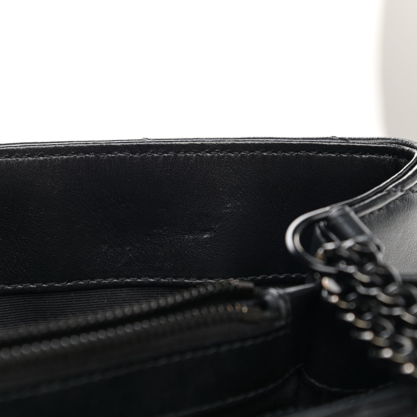 Calfskin Y Quilted Monogram Medium Loulou Chain Satchel Black